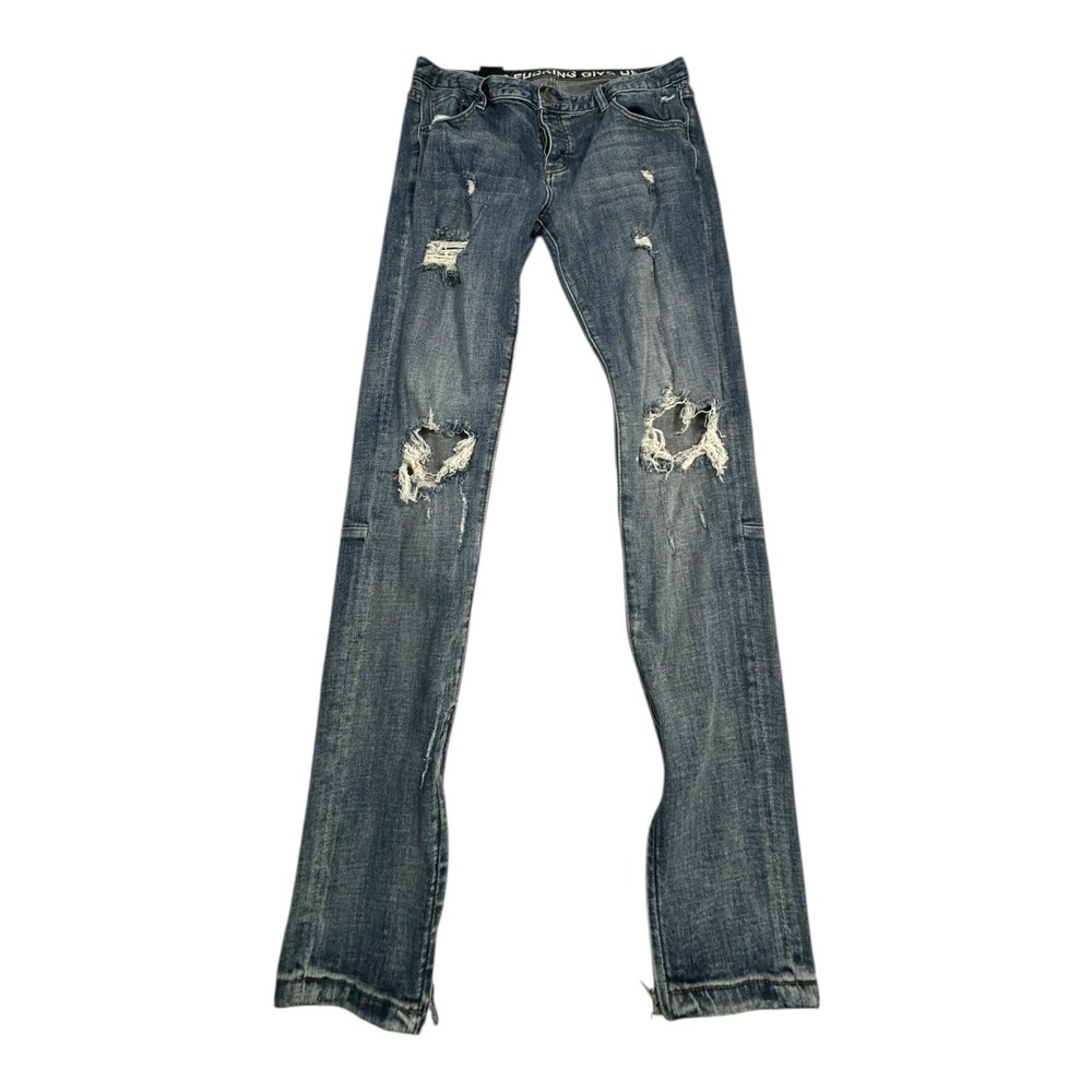 DARC SPORT Distressed Ripped Jeans Women's Size‎ 34 Blue Denim Zip Ankle